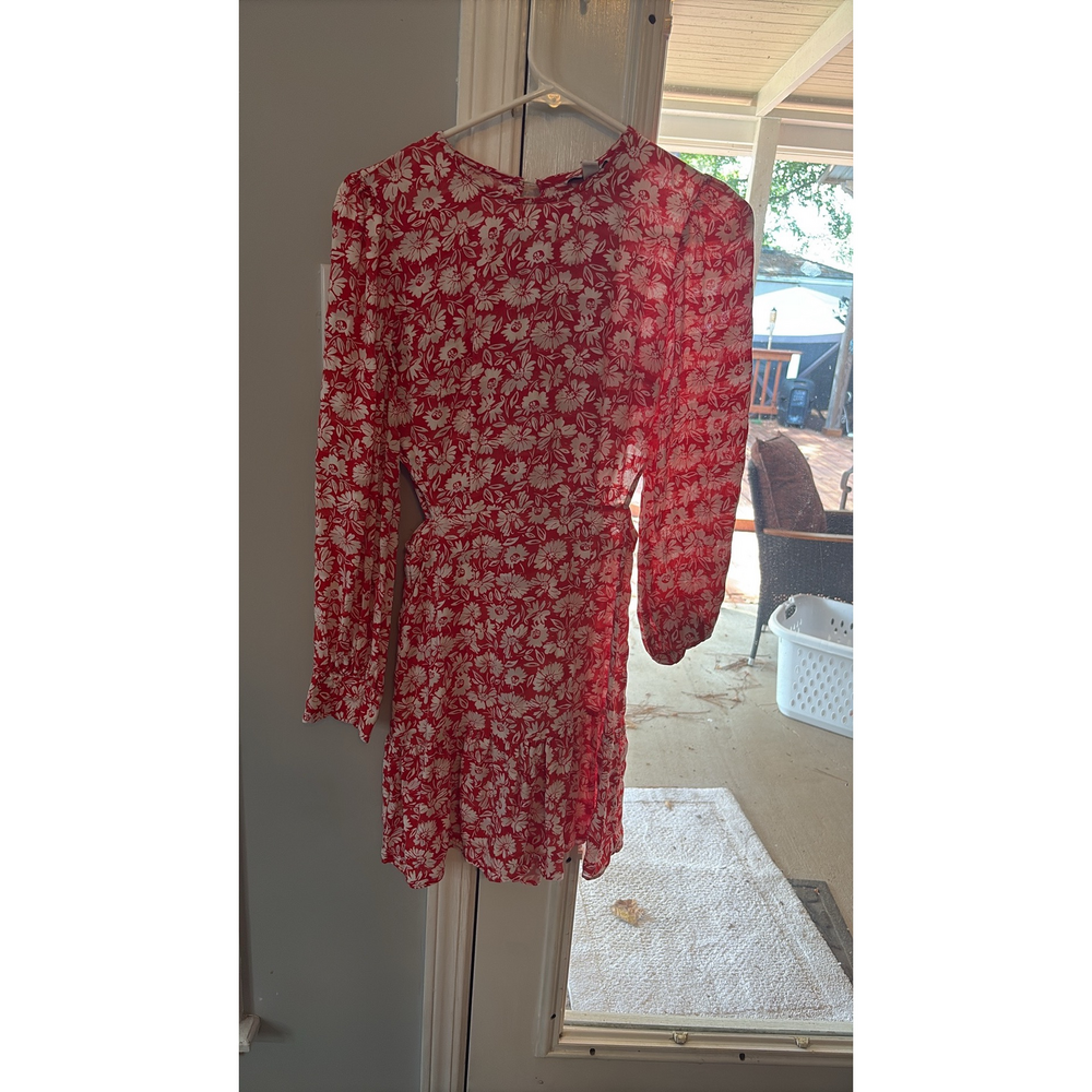 Topshop Red Floral Cutout Mini Dress - Picture 6 of 6